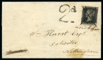 Stamp of Great Britain » 1840 1d Black and 1d Red plates 1a to 11 1842 (Feb 23) Wrapper from Leeds to Nottingham with fraudulently re-used 1840 1d black