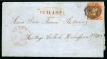 Stamp of Chile 1866 (Jan & Apr) Pair of covers with "PENCAHUE" oval hs in red and black respectively