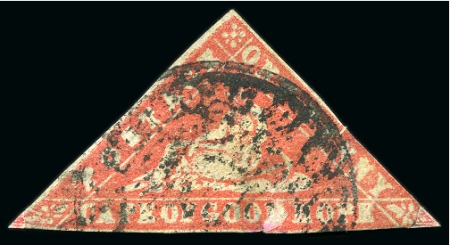 Stamp of South Africa » Cape of Good Hope 1861 "Woodblock" 1d vermilion with Port Elizabeth mail bag seal cancel