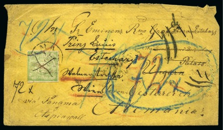 Stamp of Peru 1874 (Oct) Envelope from Lima to the noble family Esterházy in HUNGARY