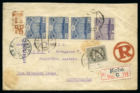 1926 Envelope sent registered to Austria with 1921 Battleships issue