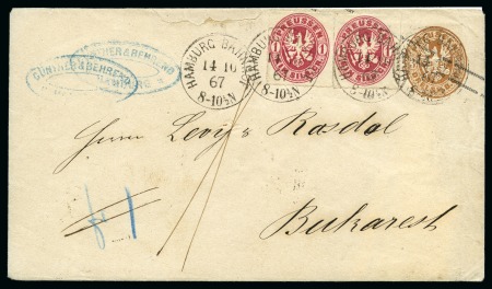 INCOMING MAIL1867 Prussia 3Sgr postal stationery bearing