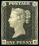 Stamp of Great Britain » 1840 1d Black and 1d Red plates 1a to 11 1840 1d Black pl.1a OE with close to fine margins, mint part og