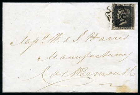 Stamp of Great Britain » 1840 1d Black and 1d Red plates 1a to 11 1841 (Apr 7) Lettersheet from Carlisle to Cockermouth with 1840 1d black pl.9 PG