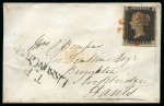 Stamp of Great Britain » 1840 1d Black and 1d Red plates 1a to 11 1840 (Nov 18) Small envelope from London to Broughton  with 1840 1d black pl.2 LG
