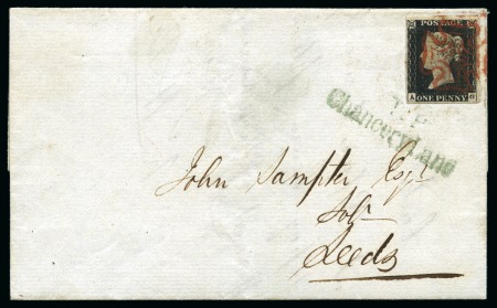 1840 (Jun 13) Lettersheet from London to Leeds with 1840 1d black pl.2 AG