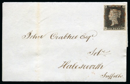 Stamp of Great Britain » 1840 1d Black "May Dates" 1840 (May 7) Lettersheet from Witham (Essex) to Halesworth with 1840 1d black pl.1a