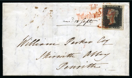 1840 (Sep 1) Mourning wrapper from London to Penrith with 1840 1d black pl.1b OJ