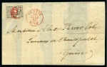 1849 "Vaud" 4c Black and red, 96th stamp of the sheet,