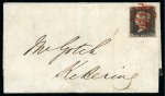 1840 Mourning wrapper from Hemel Hempstead (Hertfordshire) to Kettering with 1840 1d black pl.1a EK