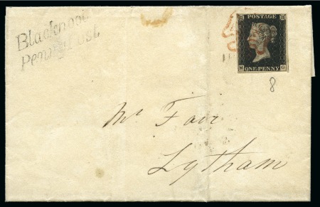 1840 (Dec 5) Wrapper from Blackpool to Lytham with 1840 1d black pl.8 MG