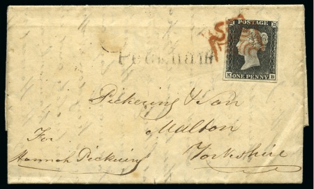 1840 1d Black group of 8 covers, all 4-margined