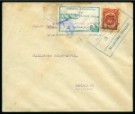 1920 10c Green tied to 1922 first flight cover, Barranquilla