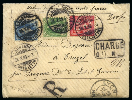 Stamp of Switzerland / Schweiz » Sammlungen 1868-94, Kl. Partie mit 12 Briefe nach Frankreich,