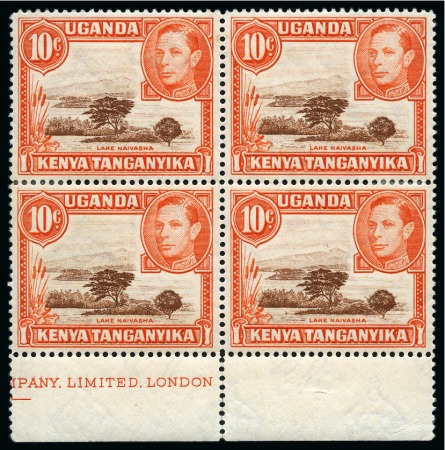 Stamp of Kenya, Uganda and Tanganyika » Kenya, Uganda and Tanganyika 1938-54 Group of three blocks of four
