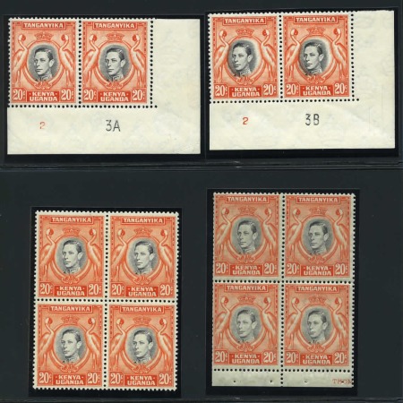 Stamp of Kenya, Uganda and Tanganyika » Kenya, Uganda and Tanganyika 1938-54 20c Black & Orange perf.13 1/4 mint group