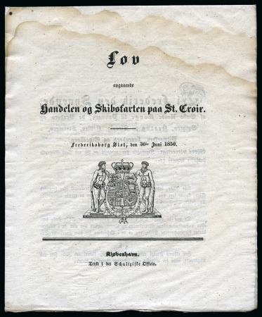 Stamp of Danish West Indies » Decrees and Other Official Documents 1850 (30 June) Decree pamphlet regulating trade and