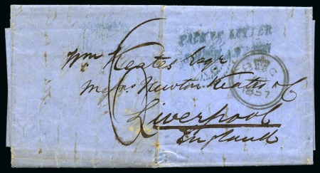 Stamp of Danish West Indies » Pre-Philately and Stampless Covers 1857 (17 March) Folded entire from "onboard the Atrato,