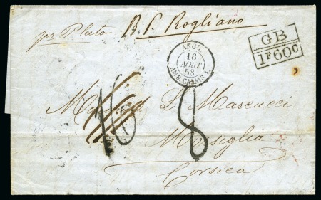 1850 Folded cover to Morsiglia/Corsica bearing on reverse
