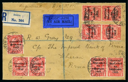 Stamp of Ireland » Airmails 1924 (Jun 25) Irish Acceptance for RAF "Desert Airmail Service", envelope sent registered from Dublin to Persia 