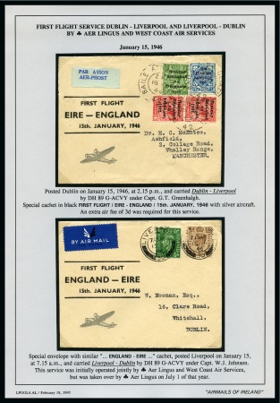 Stamp of Ireland » Airmails 1946 (Jan 15) Aer Lingus Dublin-Liverpool and Liverpool-Dublin flights collection of 41 covers/cards