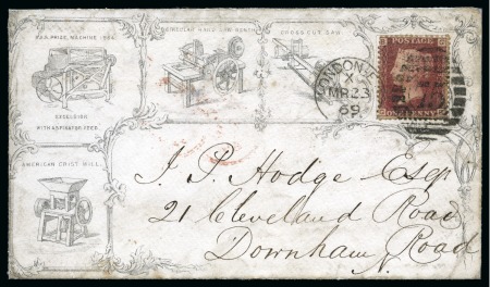 Stamp of Great Britain » Hand Illustrated and Printed Envelopes 1869 Engineer - A.B.Childs, 16 Mark Lane, London, all