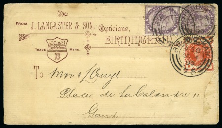 Stamp of Great Britain » Hand Illustrated and Printed Envelopes 1890 Opticians - J.Lancaster & Sons, Birmingham, printed