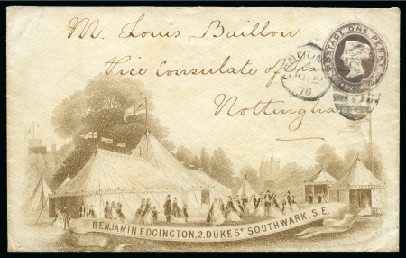 Stamp of Great Britain » Hand Illustrated and Printed Envelopes 1878 Tent Maker to H.R.M. The Prince of Wales - Benjamin