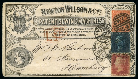 Stamp of Great Britain » Hand Illustrated and Printed Envelopes 1870 Patent Sewing Machines - Newton Wilson & Co.,