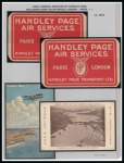 1922-23 Handley Page London Paris air service, collection on 21 pages with 22 covers and ephemera