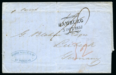 1857 Folded entire to Lübeck/Germany, bearing on reverse