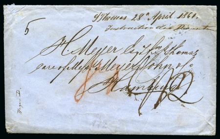 1861 Envelope to Hamburg, bearing on reverse small