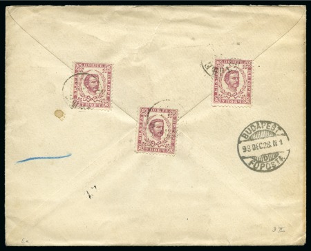 1893 Registered 10n blue stationery envelope to Hungary
