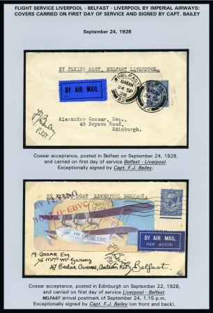 Stamp of Ireland » Airmails 1928 (Sep 24) Imperial Airways flight service Liverpool-Belfast & Belfast-Liverpool collection in an album