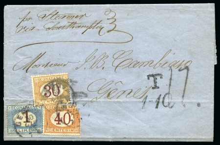 1873 Folded entire to Genova taxed on arrival by Italian