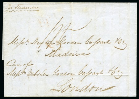 1850 Folded cover to Madeira via London dated St. Croix