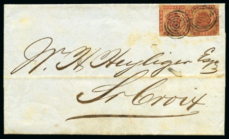 1856 3c Carmine with yellow gum, two examples lightly