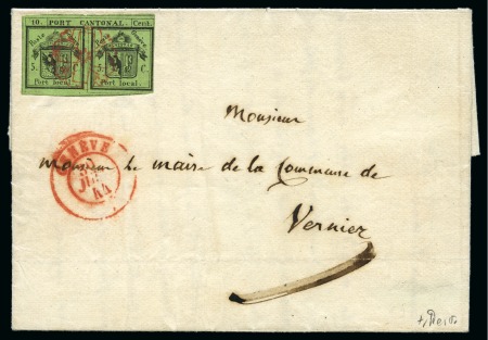 Stamp of Switzerland / Schweiz » Kantonalmarken » Genf DOPPELGENF AUF LUXUSBRIEF