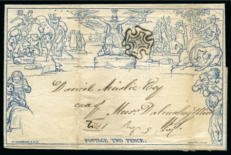 1840 2d blue letter sheet, used with superb central