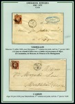 1849-1852, Utilisation des Cérès en Algérie, superbe collection de 15 lettres sur 6 pages d'exposition dont 1F VERMILLON sur lettre de Mascara