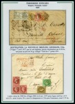 1866-1877, Utilisation des Empire Laurés en Algérie, Collection de 33 lettres sur 16 pages d'exposition dont 13 lettres chargées