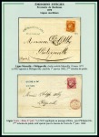 1870-1872, Utilisation de l'émission de Bordeaux en Algérie, collection de 17 lettres sur 7 pages d'exposition