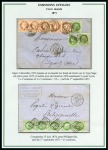 1871-1877, Utilisation des Cérès dentelés en Algérie, collection de 53 lettres sur 26 pages d'exposition