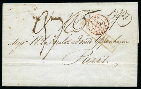 1841 (2 June) Folded entire from St.Thomas to Paris,
