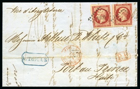 FRANCE TO HAITI: 1859 Folded cover from Le Havre to