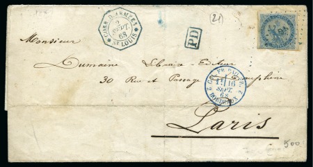 Stamp of Colonies françaises 1868, 20c aigle sur lettre 