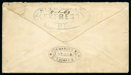 Stamp of Danish West Indies » Express and Foreign Letter Office 1863 (5 Jan.) Envelope to Philadelphia, sent via St.Thomas