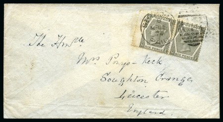 1874 (15 Mar.) Envelope to England franked by pair