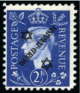 Stamp of Great Britain » King George VI 1944 KGVI German propaganda forgery 2 1/2d ultramarine with "World Judaism and Star of David" propaganda overprint