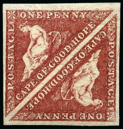 1863-64 1d Deep Carmine-Red mint pair, very fine